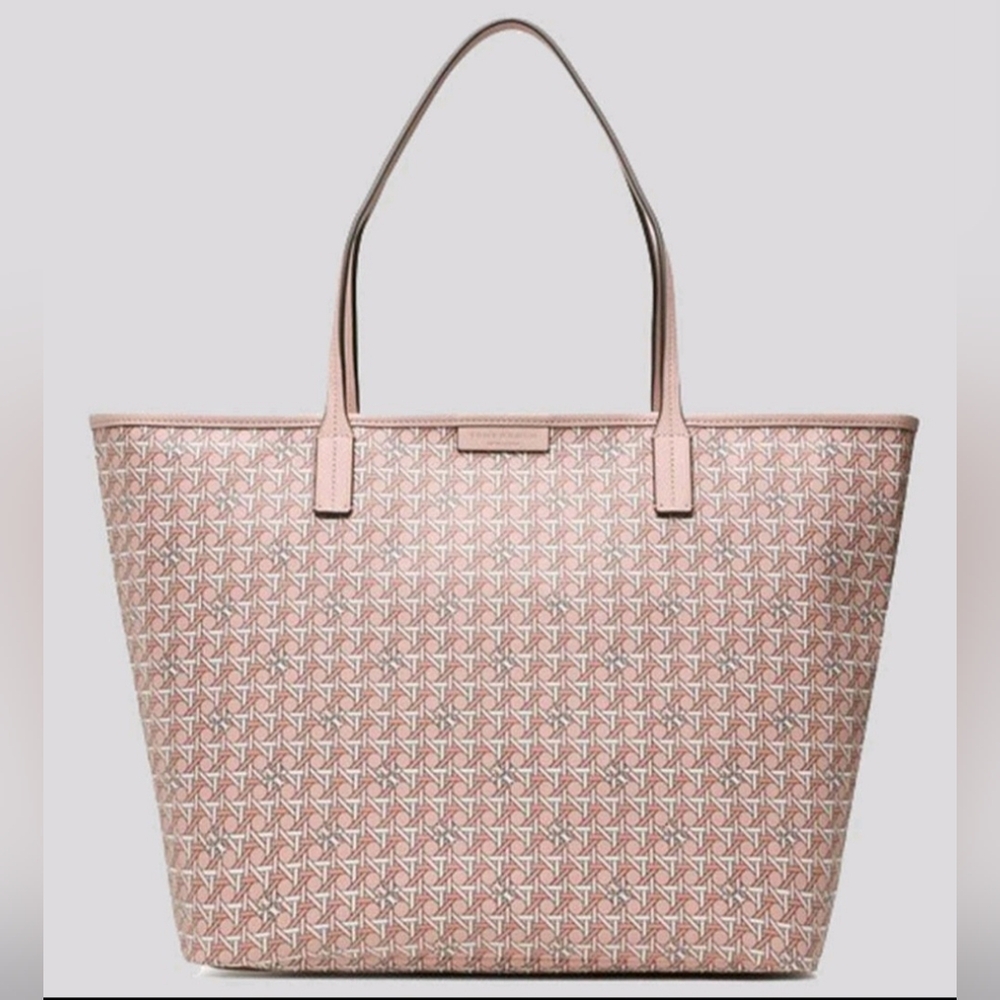 Tory Burch Pink Patterned Leather Tote - Picture 3 of 11
